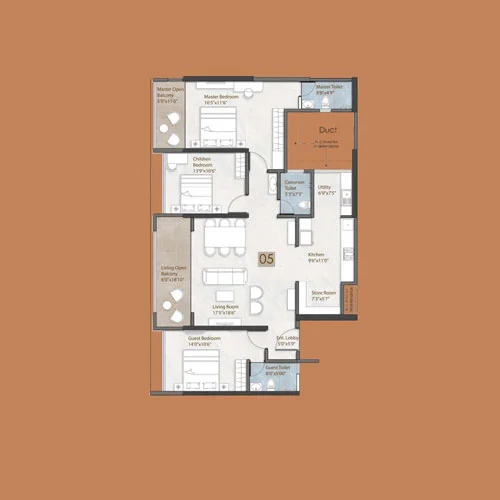 Legacy The Statement Pimple Saudagar 3 BHK Floor Plan Image