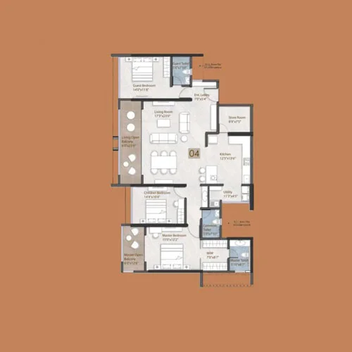 Legacy The Statement Pimple Saudagar 3.5 BHK Floor Plan Image